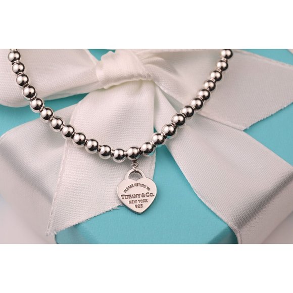 Tiffany & Co. Return to Tiffany Mini Blue Heart Tag Sterling Bead Bracelet - Picture 3 of 5